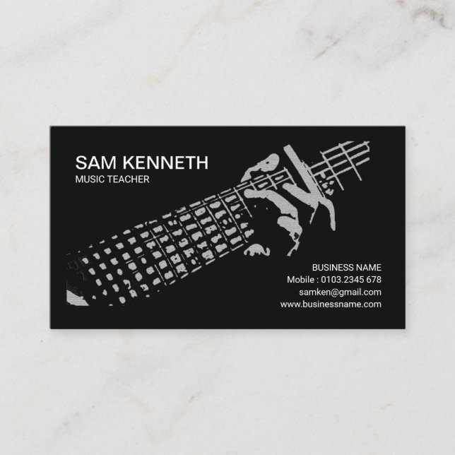 Carte De Visite Jeu du motif de professeur de musique de guitare (Devant)
