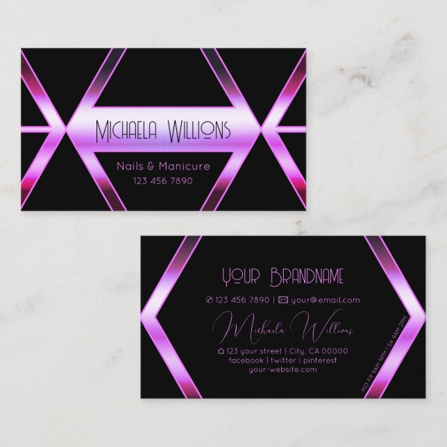 Carte De Visite Jeu d'yeux noir géométrique rose violet rose (Devant / Derrière)