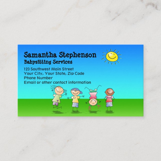 Carte De Visite Jeu extérieur Babysitting (Devant)