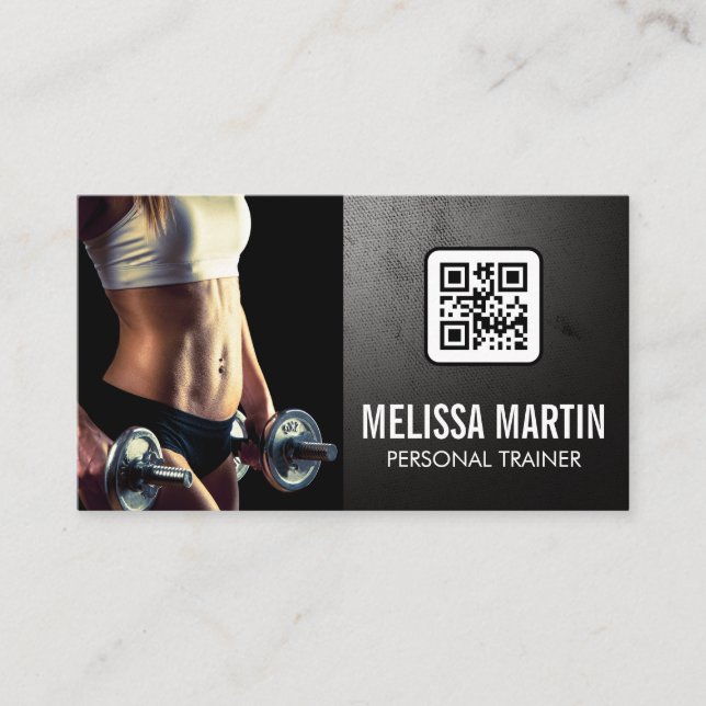 Carte De Visite Jeune Femme tenant des cloches | Code QR (Devant)
