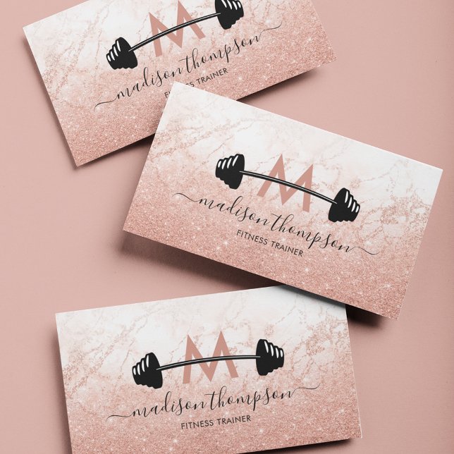 Carte De Visite Jeune Rose Gold Personal Trainer (Créateur téléchargé)