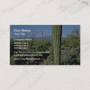 Carte De Visite Jeunes cactus du Saguaro, fleurs d'ocotillo à fle