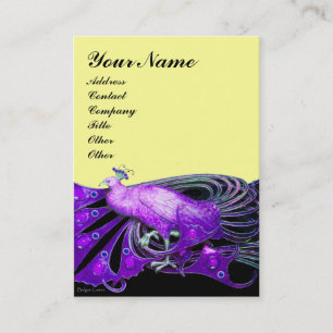 Carte De Visite JEWEL DE MODE PURPLE PEACOCK ÉLÉGANT, JAUNE Noir