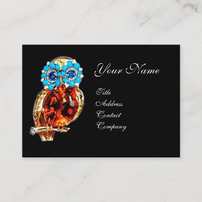 Carte De Visite JEWEL OWL, Or, Turquase Bleue, Topaz (Devant)