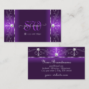 Carte De Visite Joaillerie élégante violet et blanc broché Bijoux 