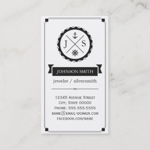 Carte De Visite Joaillier / Argent - Monogramme Nautique Rétro