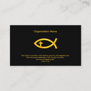 Carte De Visite John 3:16   Christian Fish Cross