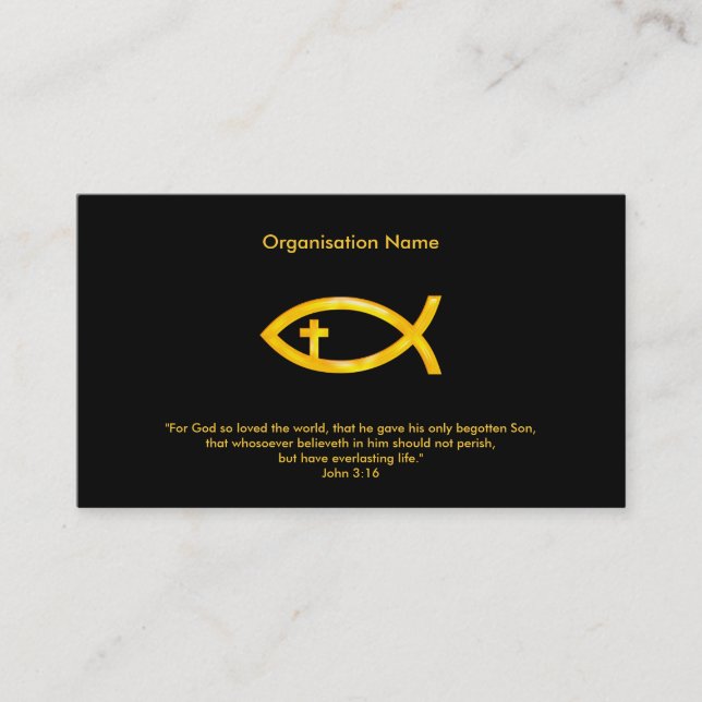 Carte De Visite John 3:16 | Christian Fish Cross (Devant)