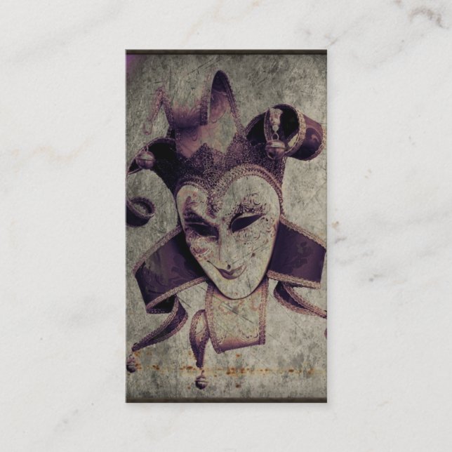 Carte De Visite Joker gothique de clown de la Renaissance (Devant)