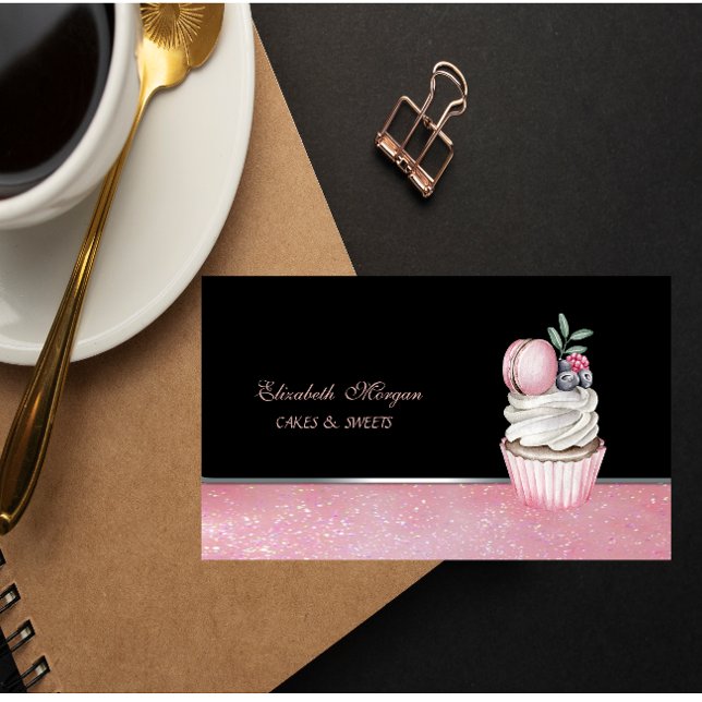 Carte De Visite Joli adorable Élégant, Boulangerie Macaron Cupcake (Créateur téléchargé)