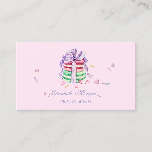 Carte De Visite Joli Adorable Élégant Macarons, Douceur Boulangeri (Devant)