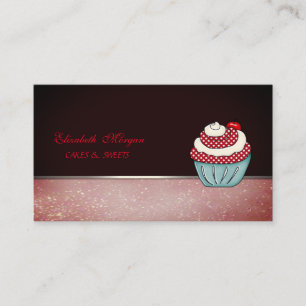 Carte De Visite Joli Adorable Gâteau Élégant Cupcake Cerise Boulan