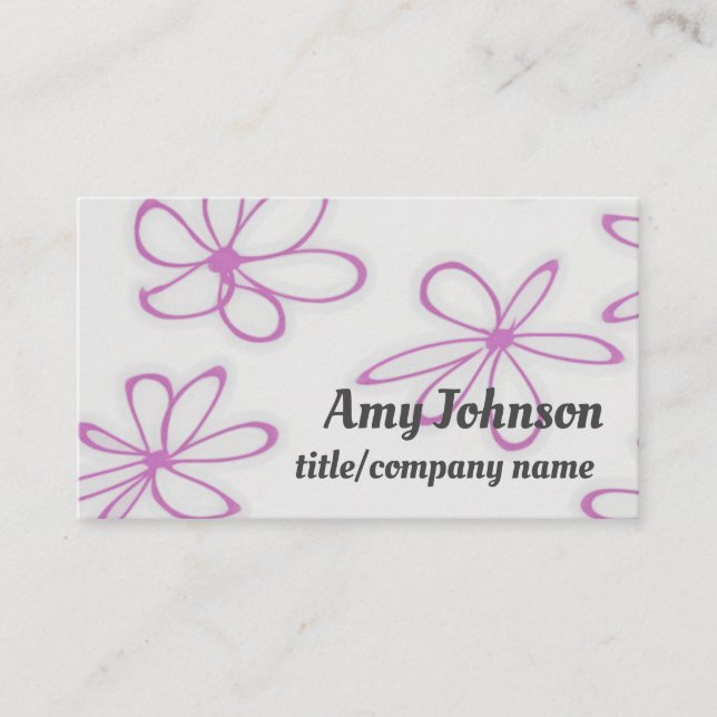 Carte De Visite joli art fleuri violet personnalisé double face (Devant)