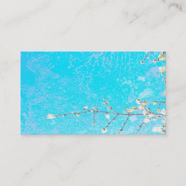 Carte De Visite joli art floral nature sur turquoise (Devant)