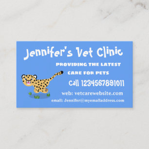 Carte De Visite Joli bébé guépard en cours de dessin animé illustr
