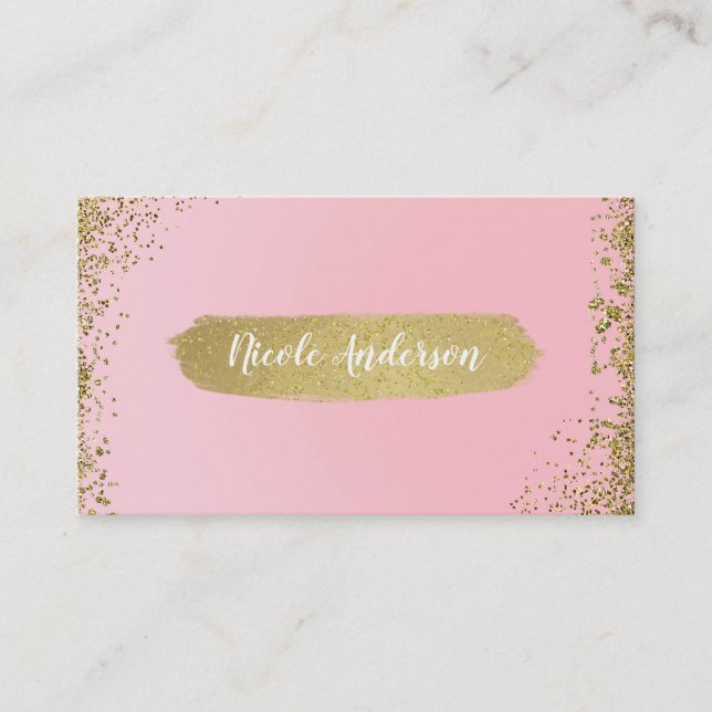 Carte De Visite Joli Blush Parties scintillant or rose Glam Modern (Devant)