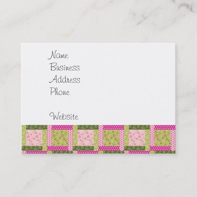 Carte De Visite Joli Carré Patchwork rose Motif Quilt  (Devant)