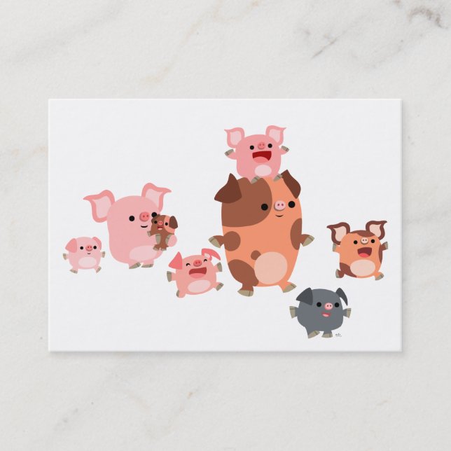 Carte De Visite Joli Cartoon Pig Famille ACEO/Carte de visite (Devant)