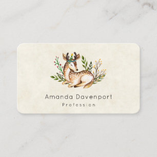 Carte De Visite Joli Cerf Aquarellé Posé En Bas Boho