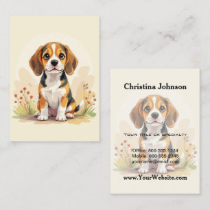 Carte De Visite Joli chiot Beagle tricolore noir, fauve et blanc