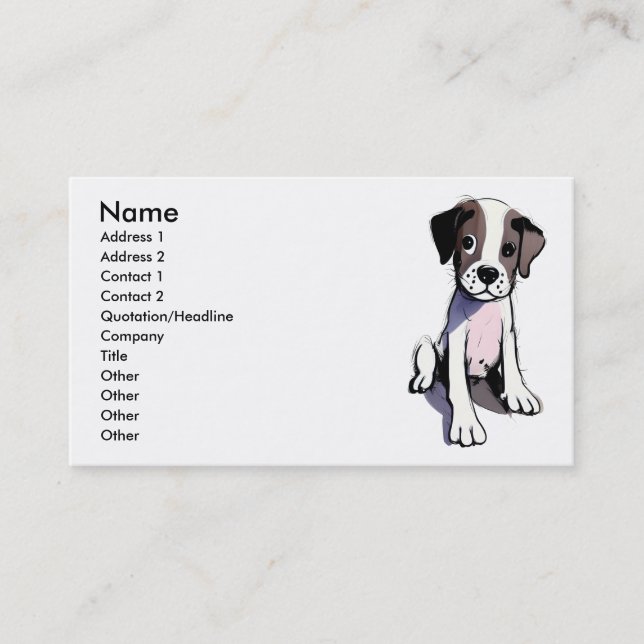 Carte De Visite Joli chiot posant (Devant)
