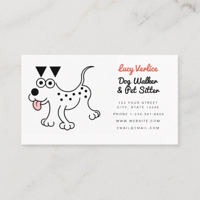 Carte De Visite Joli Dalmatien animal de compagnie Sitter Chien Wa (Devant)