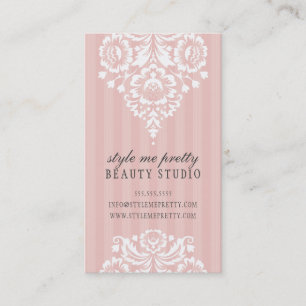 Carte De Visite JOLI DESIGN simple floral blanc rose pâle gris
