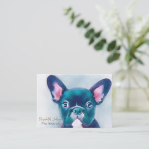 Carte De Visite Joli design Turquoise de Bulldog Français Rose