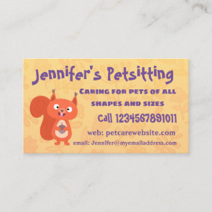 Carte De Visite Joli dessin animé d'écureuil roux