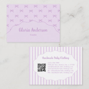 Carte De Visite Joli Féminin Violet Blanc Rubans
