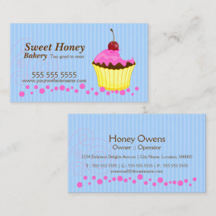 Carte De Visite Joli gâteau rose avec cerise