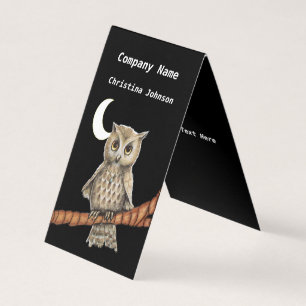 Carte De Visite Joli hibou Golden Eyes bleu Collier sur Branche
