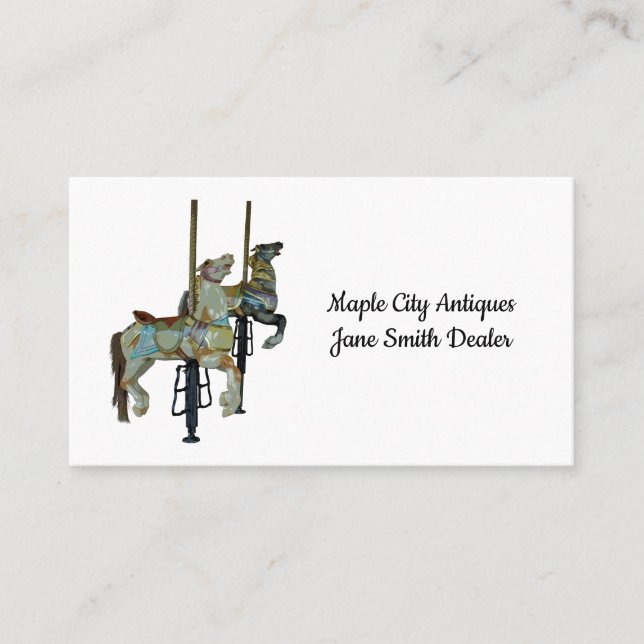 Carte De Visite Joli Joyeux Parcours Carrousel Chevaux (Devant)