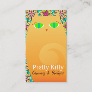 Carte De Visite Joli Kitty orange et floral