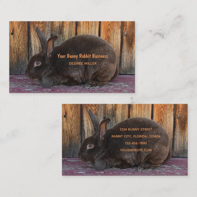 Carte De Visite Joli lapin lapin Brown (Devant / Derrière)
