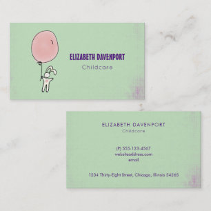 Carte De Visite Joli lapin tenant un ballon