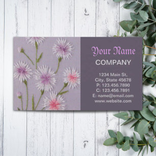 Carte De Visite joli lilas violet broderie floral blanc daisy