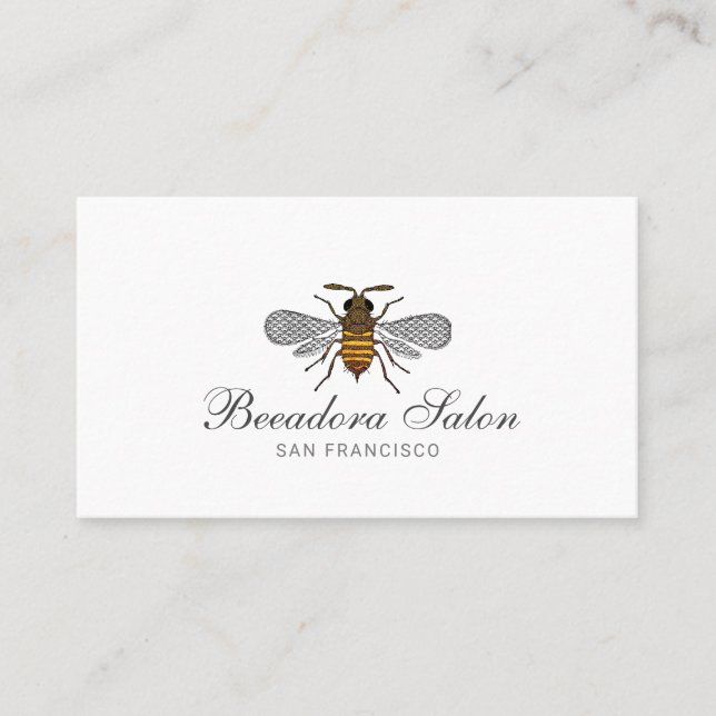 Carte De Visite Joli Miel Bee Bee Bee Bee Et Coiffeur Salon (Devant)