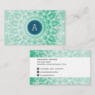 Carte De Visite JOLI MONOGRAM moderne boho mandala motif vert