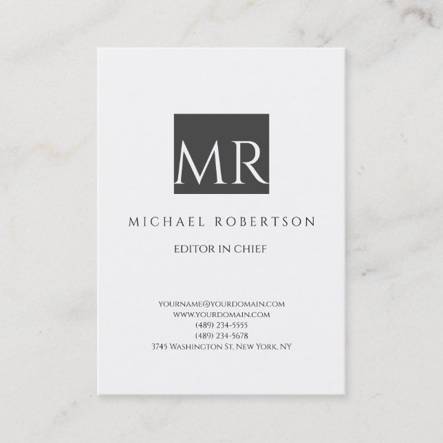 Carte De Visite Joli Monogramme noir blanc moderne (Devant)