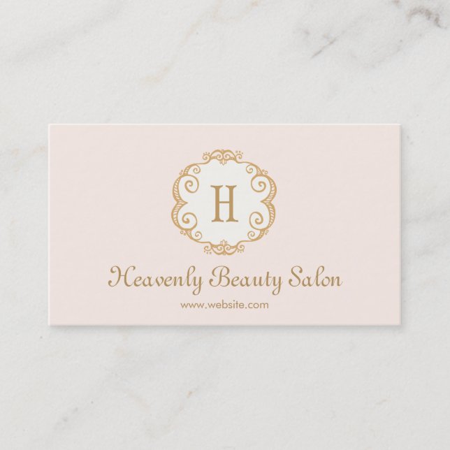 Carte De Visite Joli Monogramme rose Beauté Salon Cosmetologie 2 (Devant)