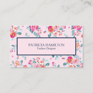 Carte De Visite Joli motif floral rose vibrant sur fard