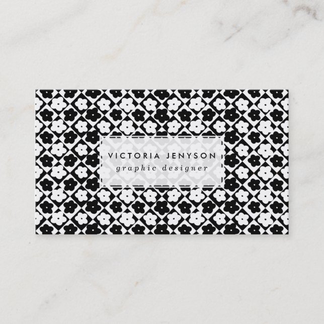 Carte De Visite Joli Motif géométrique Diamond Fleurs Monochromes (Devant)