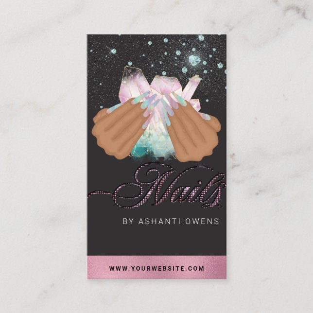 Carte De Visite Joli ongles de Parties scintillant Holographique (Devant)