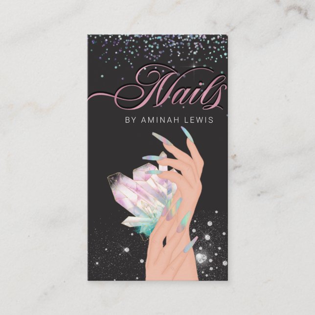 Carte De Visite Joli ongles de Parties scintillant Holographique (Devant)
