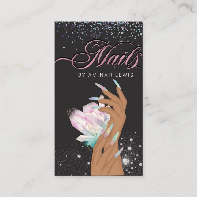 Carte De Visite Joli ongles de Parties scintillant Holographique (Devant)