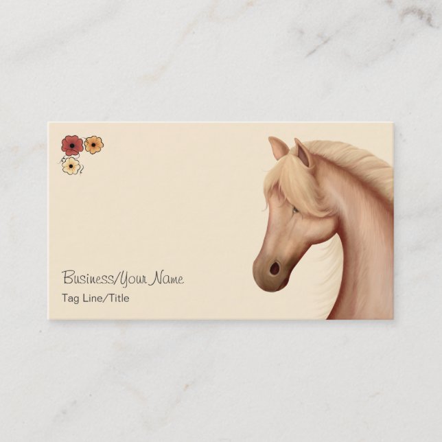 Carte De Visite Joli Palomino et Cheval des Fleurs (Devant)