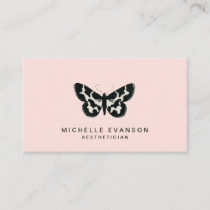 Carte De Visite Joli Papillon Élégant logo rose pâle