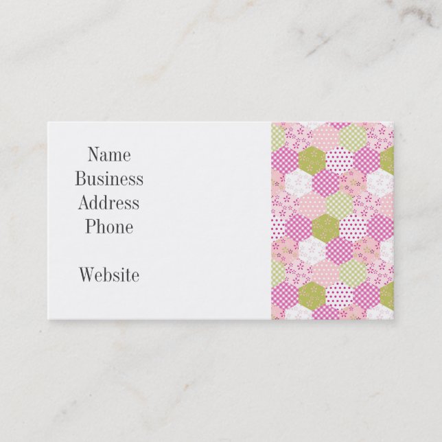 Carte De Visite Joli Pastel Rose Vert Patchwork Design Quilt (Devant)