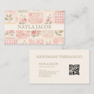 Carte De Visite Joli Patchwork Rose Pâle Pastel Féminin
